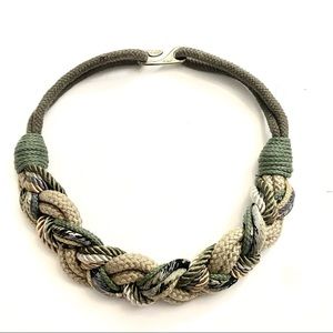 Vintage 80’s braided neutral khaki sage belt S M